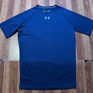 Under Armour Blue Heat Tech Retro Sportswear Compression Shirt Large
